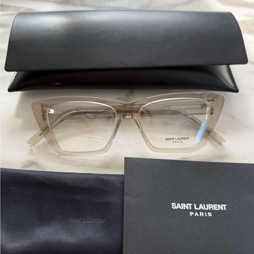 NEW SAINT LAURENT GREY CLEAR WOMEN EYEGLASSES
